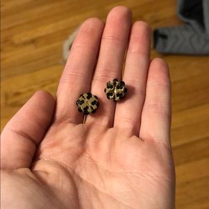 Tory burch black and gold stud earrings